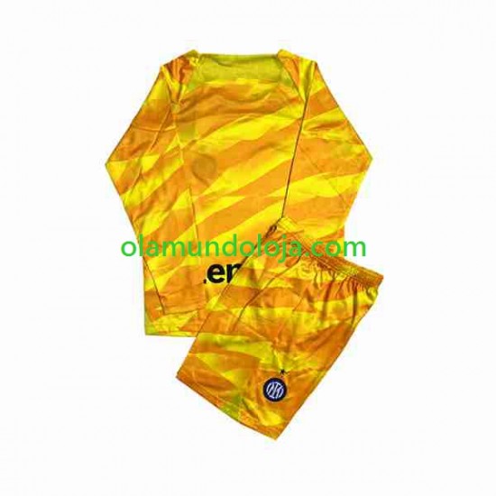 Camisola Inter de Milão Guarda-redes Criança Equipamento Primeiro 2023-2024 Manga Comprida